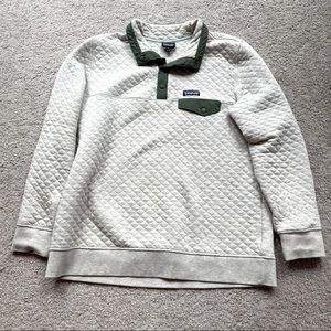 Quilted Cream & Green Patagonia Pullover XL
